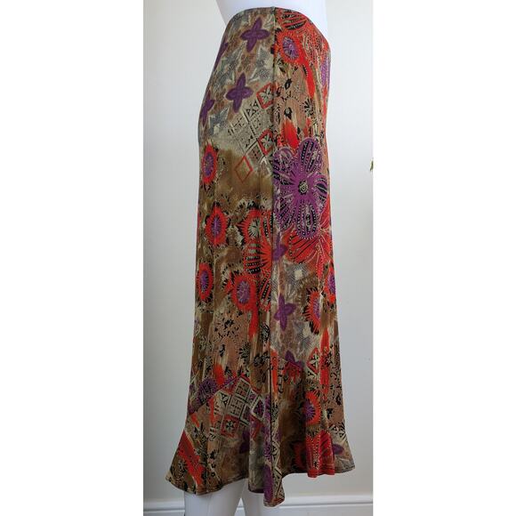 New Mirasol The Wild Side Skirt Medium Jungle Floral Mixed Print Midi Flounced - Picture 2 of 7